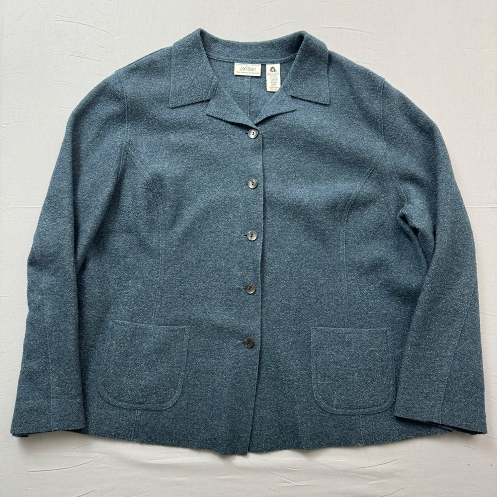 Lord & Taylor Blue Gray Wool Blend Button Front Jacket Plus Size 20W‎ 774080220